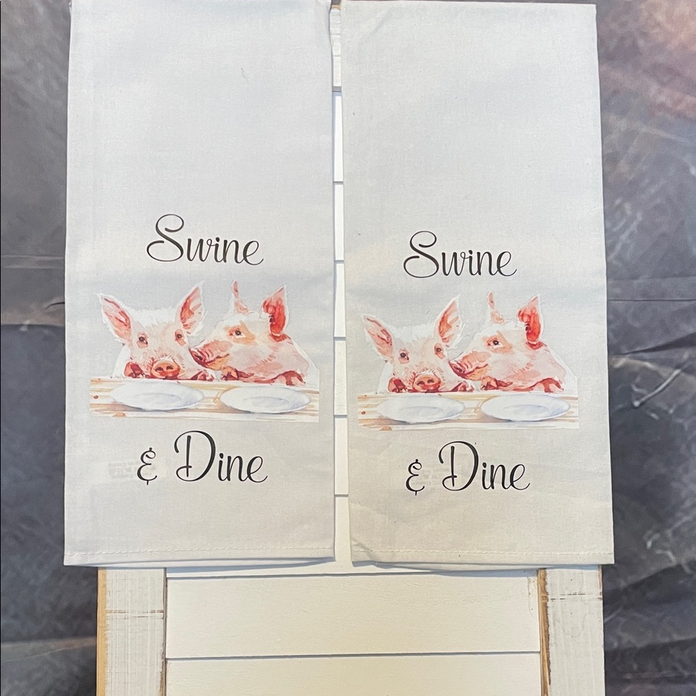 Source Unknown White Pig Design Kitchen Towels